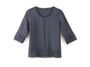 Vila Womens Blouse With Guipure Lace And 3 4 Length Sleeves Blue Size S