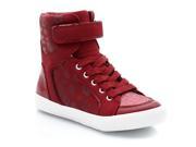 R Kids Girls Dual Fabric Printed High Ankle Trainers With Glitter Red Size 38