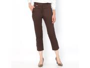 La Redoute Womens Cropped Trousers In Stretch Cotton Satin Brown Us 14 Fr 44