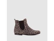 R Essentiel Girls Leopard Print Suede Ankle Boots Grey Size 26