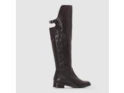 R Studio Womens Leather Over The Knee Boots With Buckle Strap Black Size 40