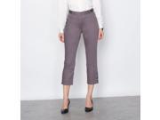 La Redoute Womens Cropped Trousers In Stretch Cotton Satin Grey Us 18 Fr 48