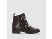 Abcd r Girls Biker Ankle Boots With Studded Straps Black Size 37
