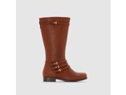 Abcd r Girls Zip Up Boots With Straps Brown Size 39