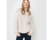R Studio Womens Chunky Cable Knit Jumper Sweater Beige Size Us 16 18 Fr 46 48
