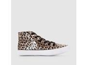 R Edition Girls High Top Leopard Print Trainers Brown Size 36