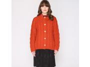 Pepaloves Womens Loose Fit Cable Knit Cardigan Orange Size M