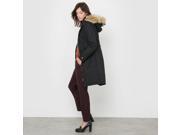 R Essentiel Womens Long Hooded Parka With Faux Fur Trim Black Size Us 6 Fr 36