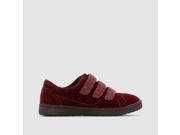Abcd r Girls Sparkly Suede Low Top Touch N Close Trainers Red Size 30