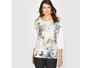 La Redoute Womens Dual Fabric Printed T Shirt White Size Us 16 18 Fr 46 48
