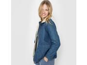 R Studio Womens Denim Jacket With Sherpa Collar Blue Size Us 12 Fr 42