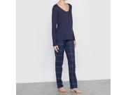 Love Josephine Womens Cotton Modal Checked Pyjamas Blue Size Us 8 10 Fr 38 40