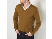 R Essentiel Mens V Neck Merino Wool Jumper Sweater Yellow Size Xxl