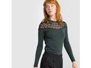 La Redoute Womens Lace And Knit Jumper Sweater Green Size Us 4 6 Fr 34 36