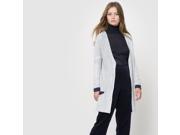 Womens Long Two Tone Wool Blend Cardigan With Turn Ups