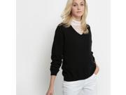 R Studio Womens V Neck Cashmere Jumper Sweater Black Size Us 12 14 Fr 42 44