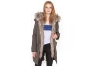 R Studio Womens Hooded Parka With Faux Fur Lining Green Size Us 4 Fr 34