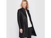 La Redoute Womens Straight Cut Jacquard Coat Black Size Us 10 Fr 40