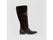 La Redoute Womens Dual Fabric Leather Boots Black Size 38
