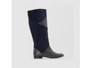 La Redoute Womens Dual Fabric Leather Boots Blue Size 41