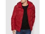 R Edition Mens Mid Length Padded Jacket With Hood Red Size Xs