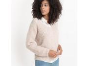 R Studio Womens V Neck Jumper Sweater Beige Size Us 8 10 Fr 38 40