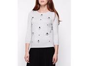 Womens Embellished Jumper Sweater With 3 4 Length Sleeves
