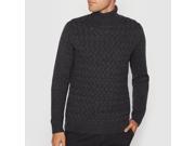 R Essentiel Mens Cotton Blend Roll Neck Cable Knit Jumper Sweater Grey Size M