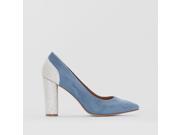 La Redoute Womens Sequin Heel Court Shoes Blue Size 36