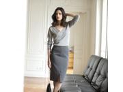 La Redoute Womens Pencil Skirt Stretch Fabric Side Zip Grey Size Us 4 Fr 34