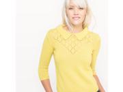 Womens Openwork Jumper Sweater With Polo Collar