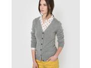 R Essentiel Womens V Neck Cardigan 50% Wool Grey Size Us 20 22 Fr 50 52