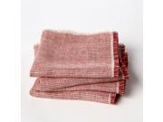 La Redoute Set Of 4 Linette Chevron Weave Linen Napkins Red Size Set Of 4