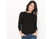 R Essentiel Womens Cotton Linen Crew Neck Jumper Sweater Black Size S