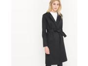 R Essentiel Womens Long Belted Coat Black Size Us 10 Fr 40