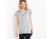 R Essentiel Womens Short Sleeved Cotton Silk Jumper Sweater Grey Size Xxl