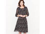 La Redoute Womens Softly Draping Crepe And Lace Print Dress Black Us 20 Fr 50