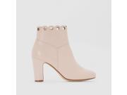 La Redoute Womens Perforated Leather Ankle Boots Beige Size 37