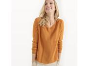 R Essentiel Womens Linen V Neck Jumper Sweater Brown Size M