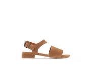 R Essentiel Womens Flat Leather Sandals Brown Size 41