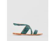 Atelier R Womens Snakeskin Effect Leather Flat Sandals Blue Size 38