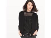 R Essentiel Womens Cotton Silk V Neck Cardigan Black Size L