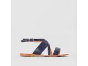 Atelier R Womens Snakeskin Effect Leather Flat Sandals Blue Size 37