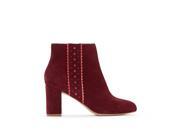 La Redoute Womens Perforated Leather Ankle Boots Red Size 36