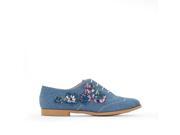 La Redoute Womens Embroidered Floral Denim Brogues Blue Size 40