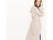 Atelier R Womens Long Trench Coat 100% Lyocell Beige Size Us 12 Fr 42