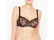 Louise Marnay Womens Embroidered Tulle Minimiser Bra Black Size Us 32C Fr 85C