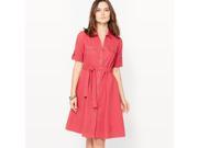 La Redoute Womens 55% Linen Flared Dress Red Size Us 20 Fr 50