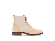 R Studio Womens Lace Up Leather Ankle Boots Beige Size 42