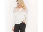 R Edition Womens Crew Neck Jumper Sweater With Lace Inset Beige Size Xl